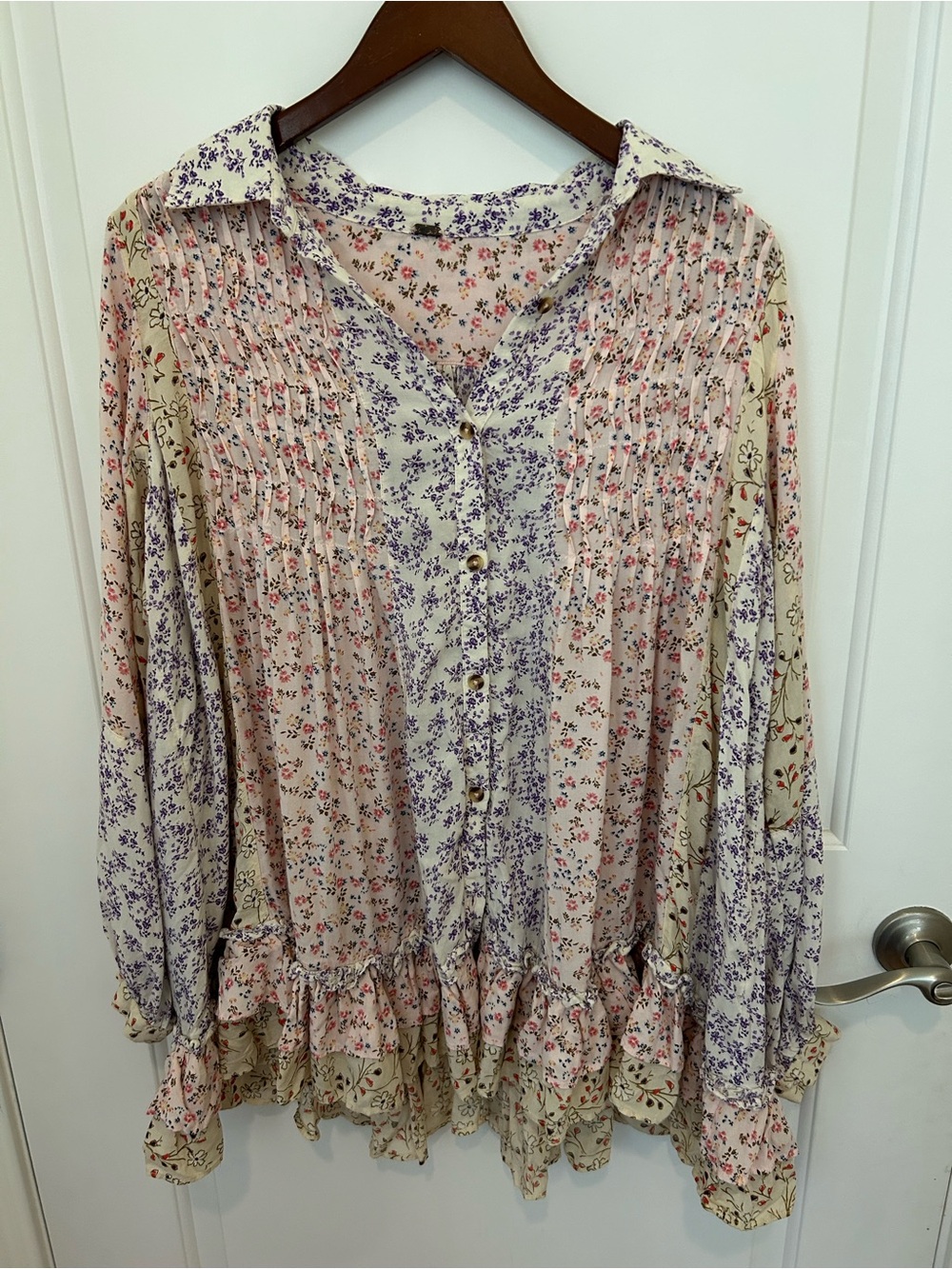 Free People Size XS (Fits S)Tunic Mini Dress Lost in You Floral Babydoll Cottage